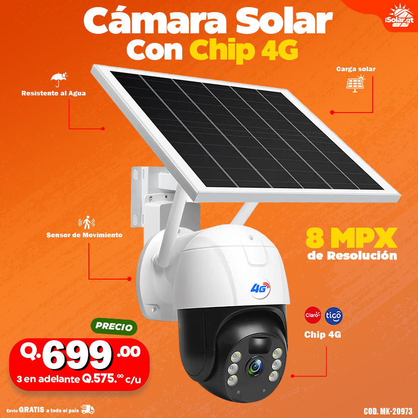 Cámara Solar Con Chip 4G - 8 MPX