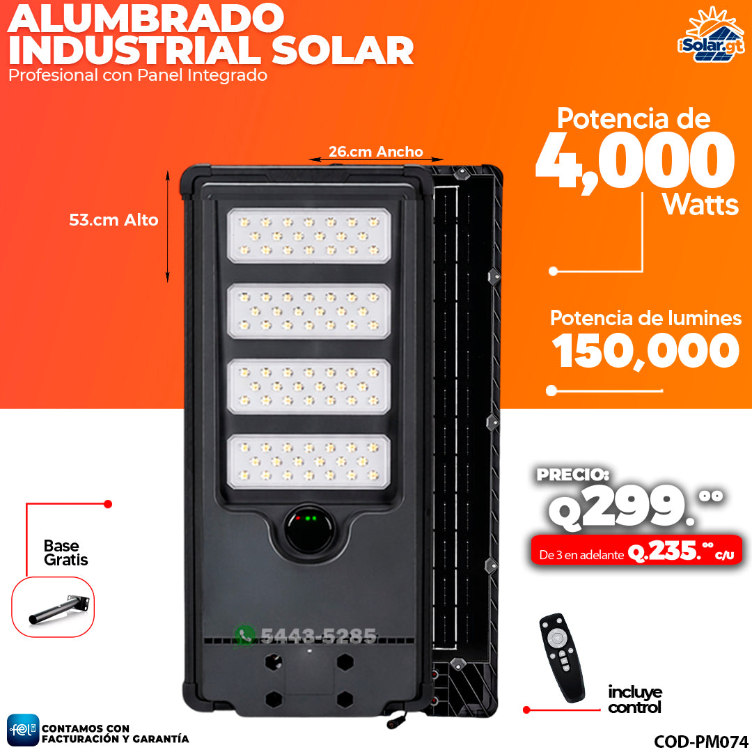 Alumbrado Solar Industrial de 4,000 Watts ☀️☀️