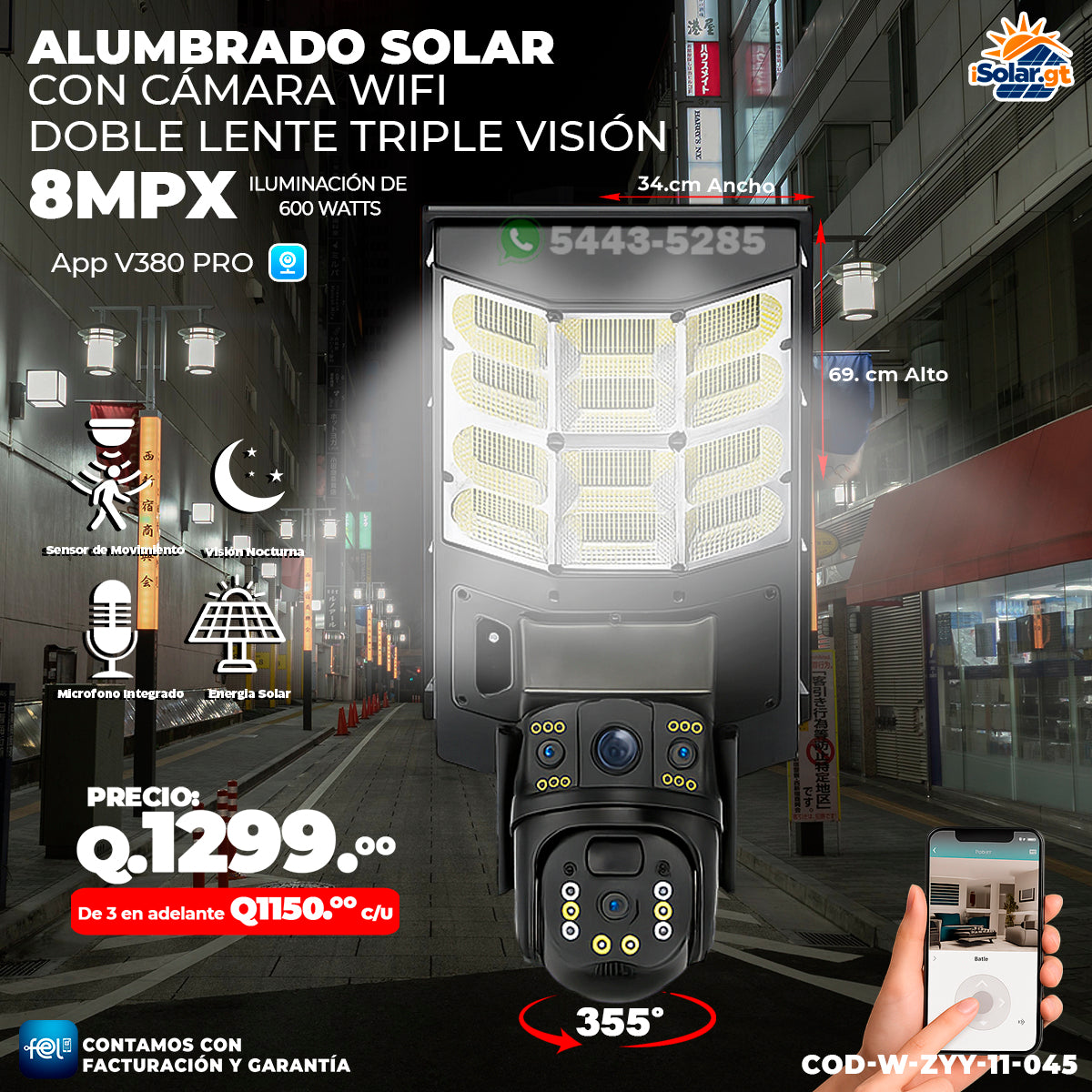 Alumbrado Solar con Cámara Solar Wifi 💡