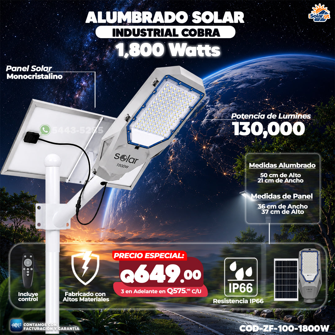Alumbrado Solar Cobra de 1,800W 🤯☀️