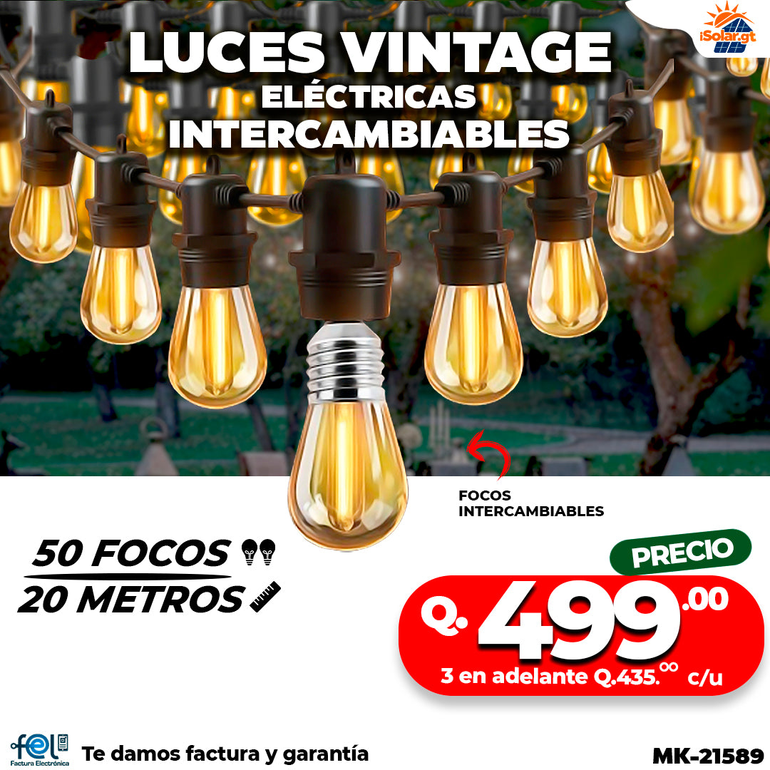 🔥✨ LUZ VINTAGE DE 50 FOCOS | 20 METROS