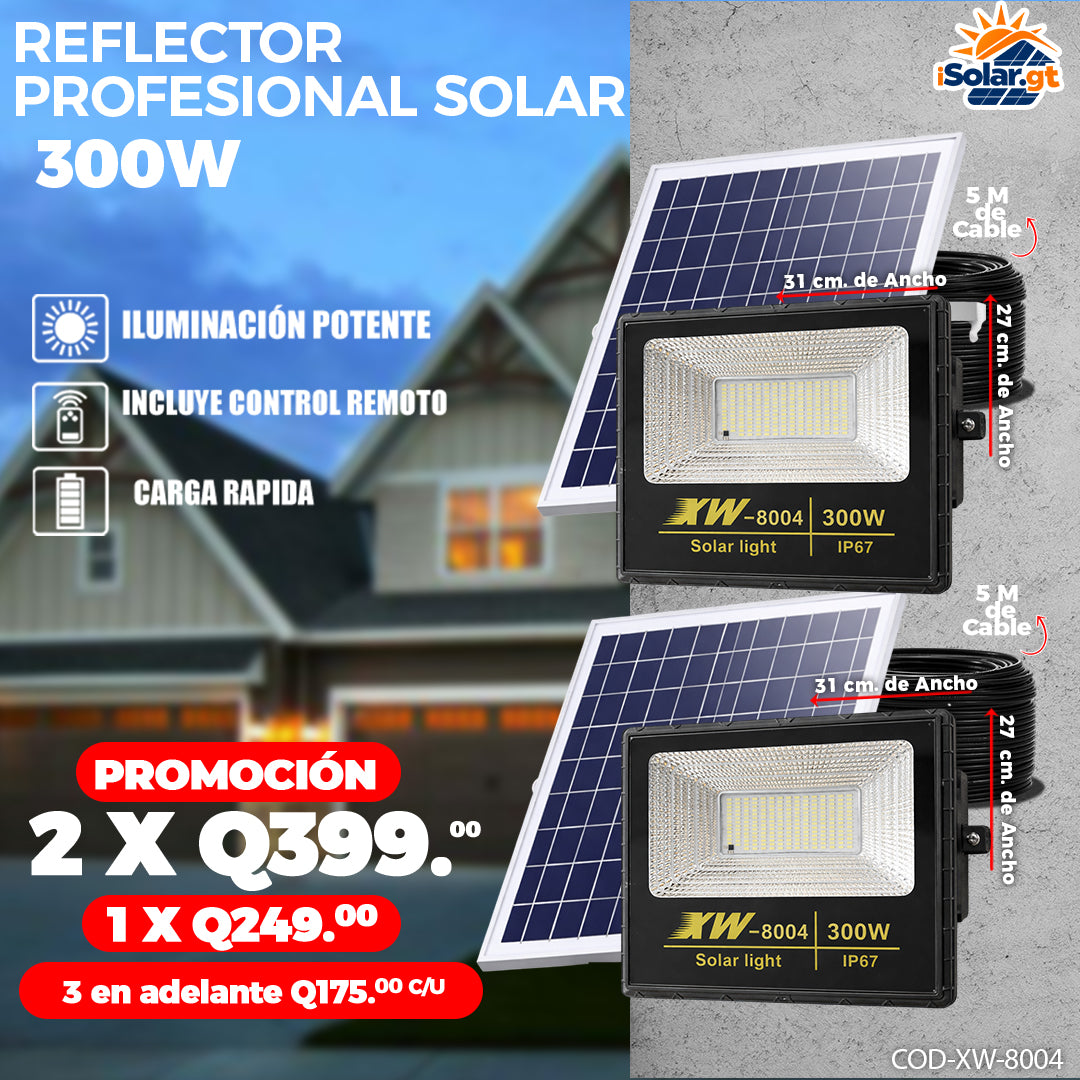 Reflectores Solares con Panel 300 Watts 🌞