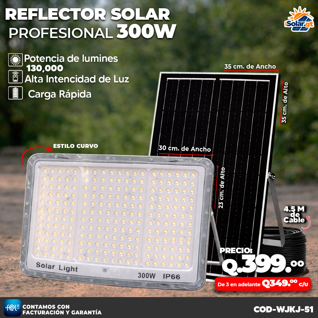 Reflector Solar de forma curva Profesional de 300W ⚡🌞