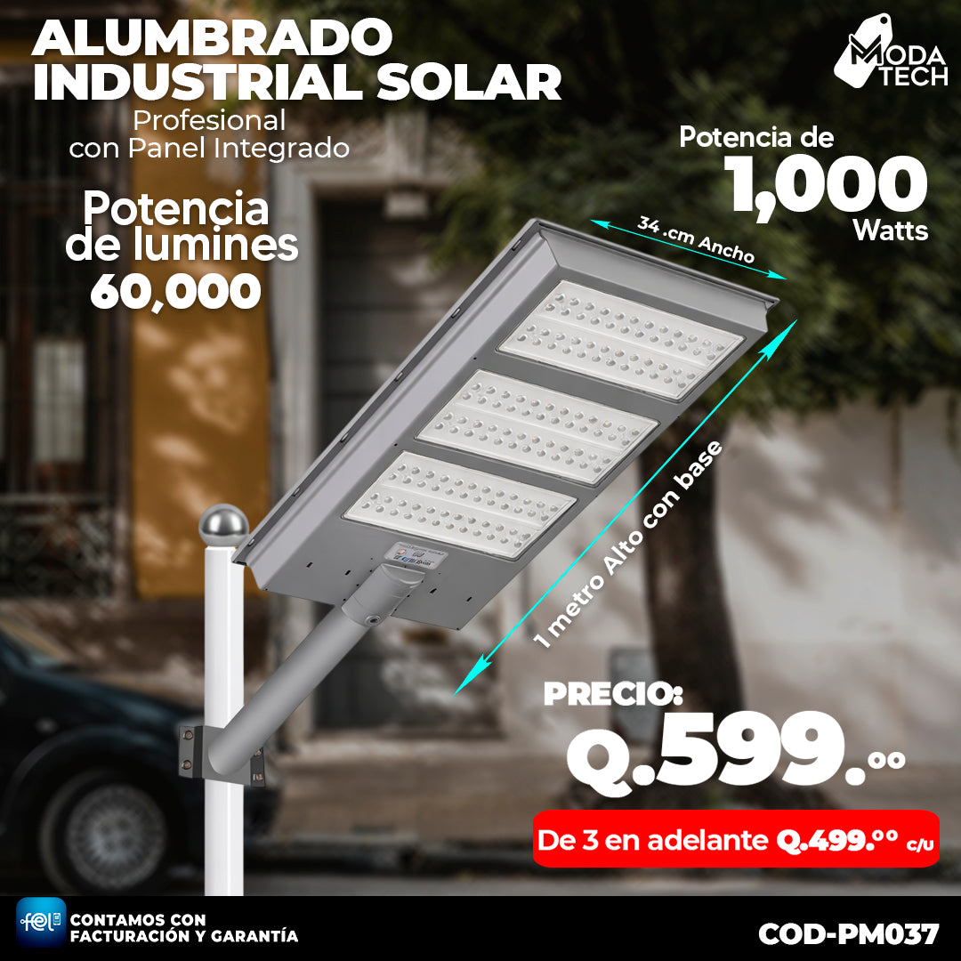Alumbrado Solar Industrial de 1,000 Watts ☀️