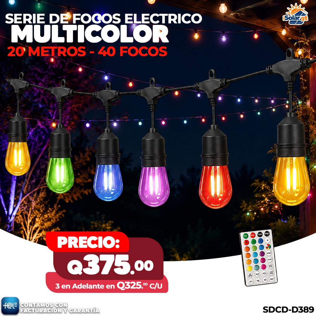 🌈💡 Serie de Focos Electricos 40 focos - 20 metros 💡🌈