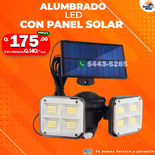 Alumbrado led con panel solar con cable de 5 mt