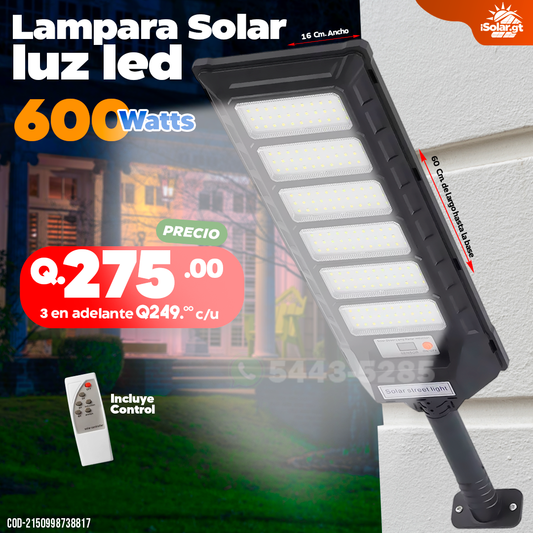 Lampara Solar con Luz Led de 600 watts
