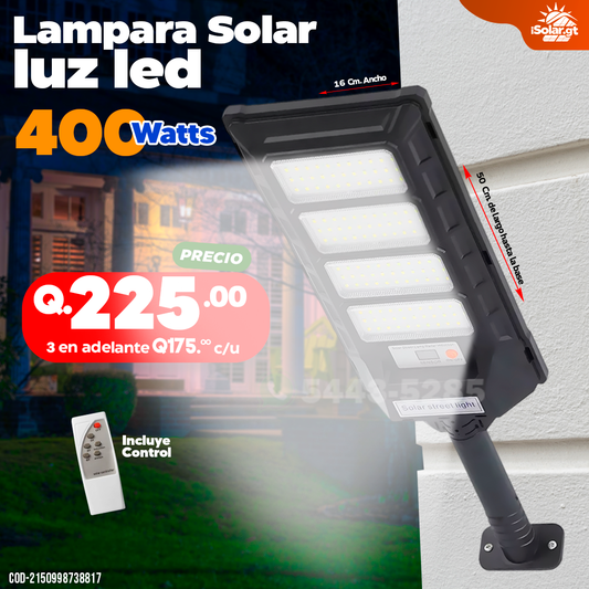 Lampara Solar con Luz Led de 400 watts