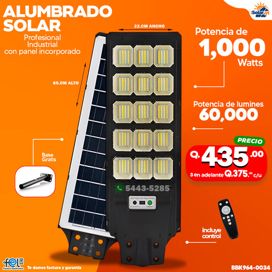 Alumbrado Solar Industrial 1,000  WATTS 💡🔆