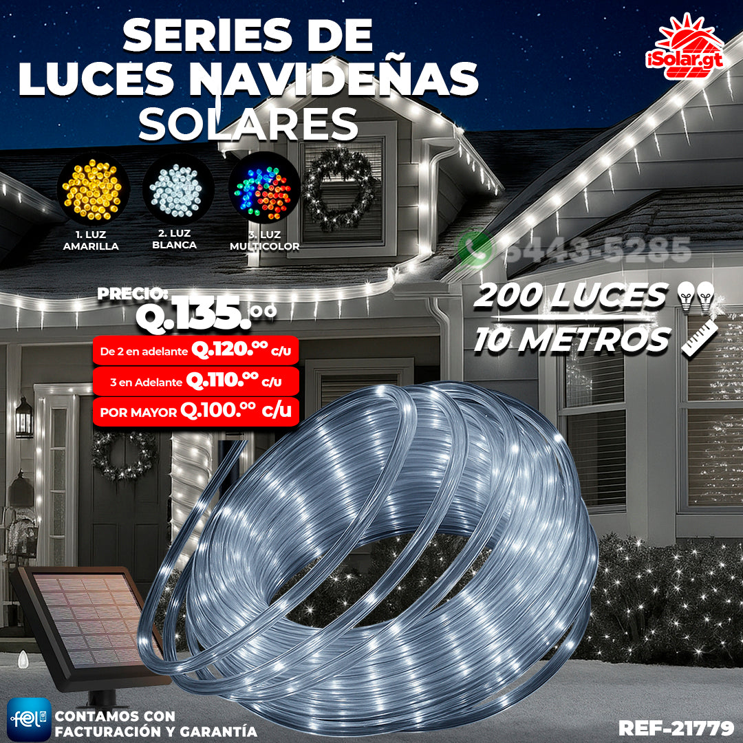Luz Navideña color Blanco de 200 Luces/ 10 Metros 🎇✨