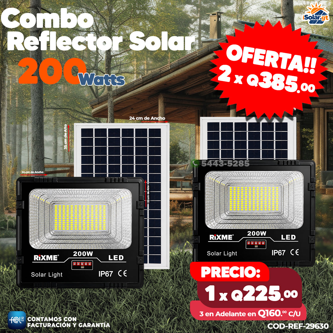 Reflectores Solares LED 200W con Panel Solar Externo ☀️🔋