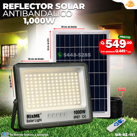 Reflector Industrial Solar Antibandálico de 1,000 Watts 🔆💪🌞