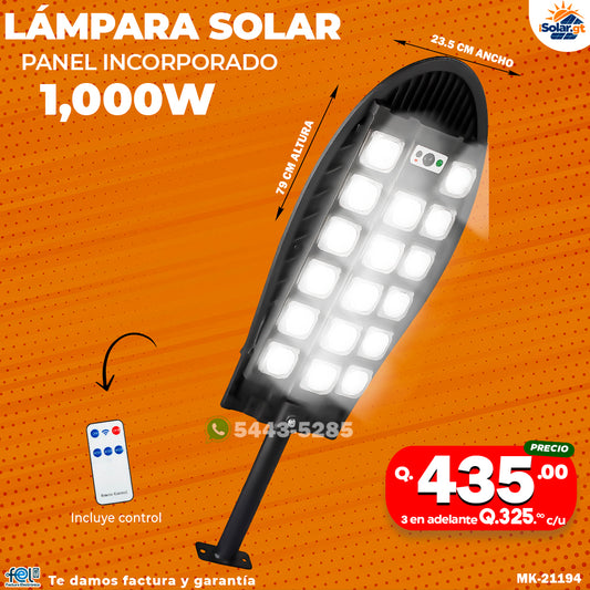 Lampara Con panel Solar de 1,000 watts ☀️🔋