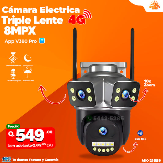 Cámara electrica chip 4G de 8MPX