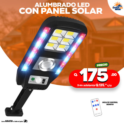 Alumbrado led con luces de emergencia y panel solar incorporado