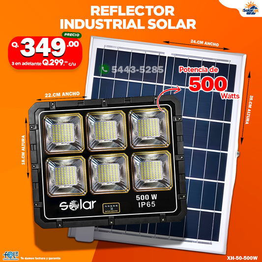 Reflector Industrial Solar de 500 Watts, Resistente y Práctico 💪🔆🌞✨🔦