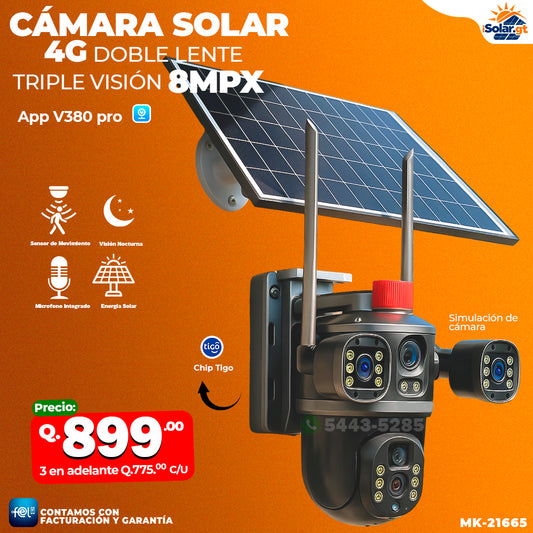 Cámara Solar 4G Doble Lente lentes de 8 Megapixeles