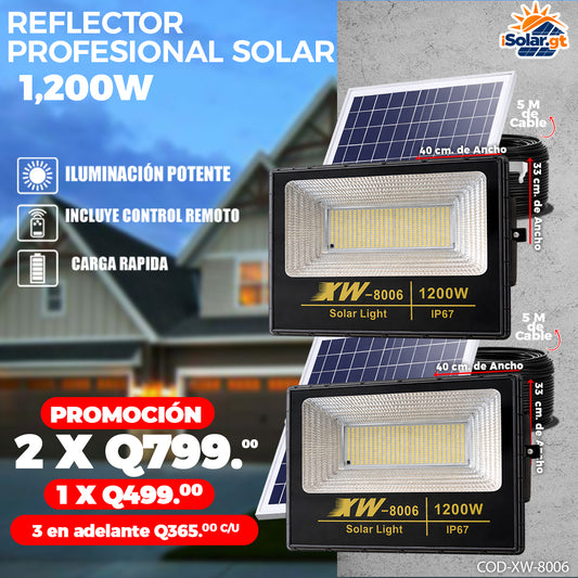 Reflectores Solares con Panel 1,200 Watts 🌞