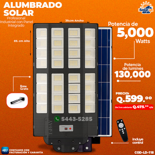Alumbrado Solar Industrial - 5,000 WATTS 🌞💡