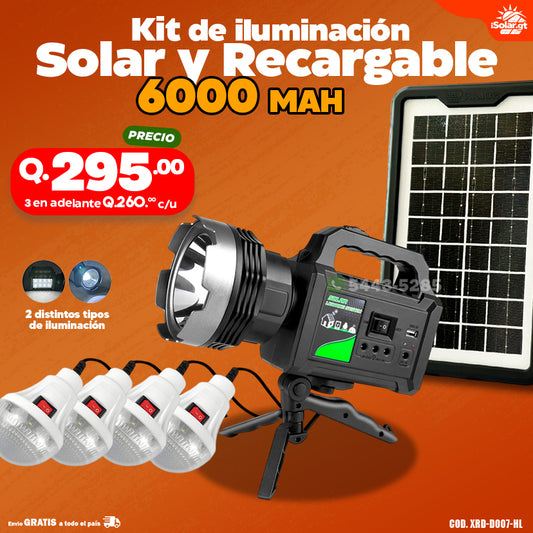Kit de iluminación Solar y Recargable de 6000 mah