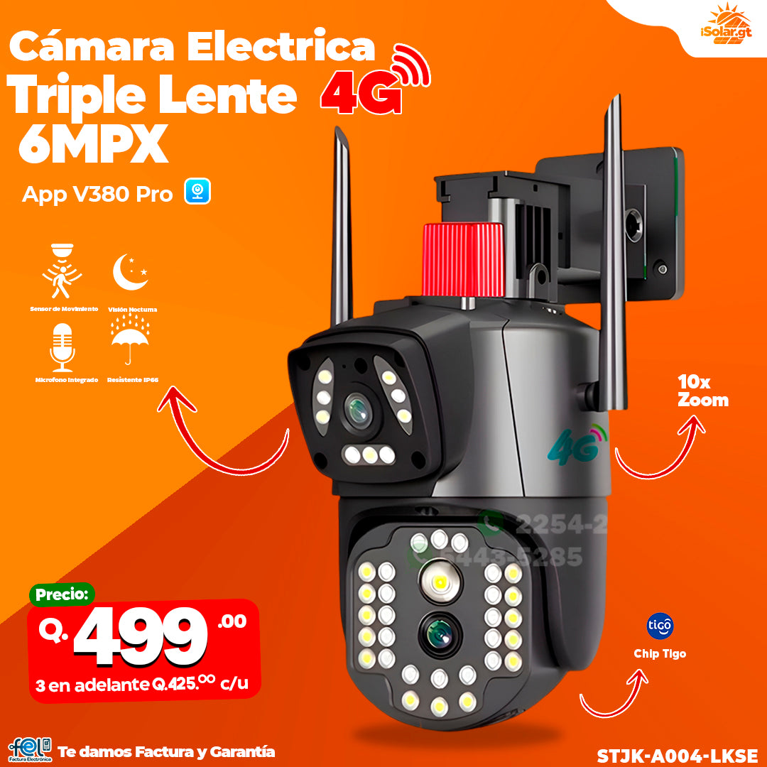 Cámara Electrica 4G de 6MPX