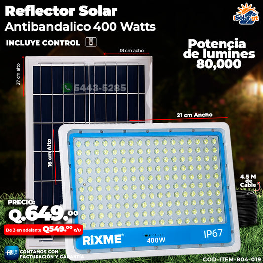 Reflector Industrial Solar Antibandálico de 400 Watts