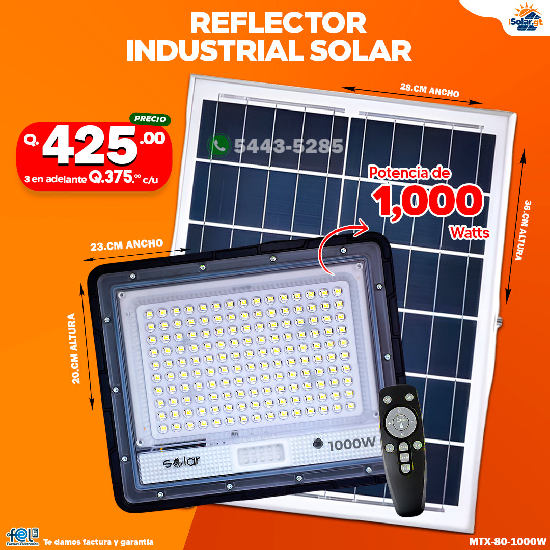 Reflector Industrial Solar Antibandálico de 3,000 -2,000 - 1,500 -1,000 Watts 🔆💪🌞🏡✨