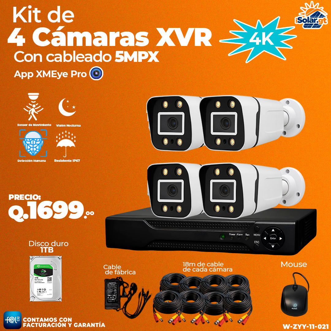 Kit de 4 Cámaras XVR