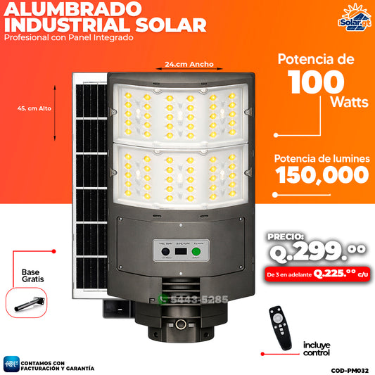 Alumbrado Solar Industrial de 100 Watts ☀️