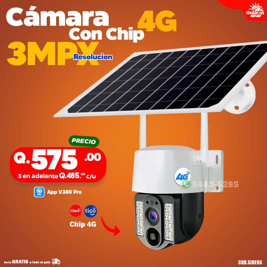 Cámara Solar Con Chip 4G de 3MPX