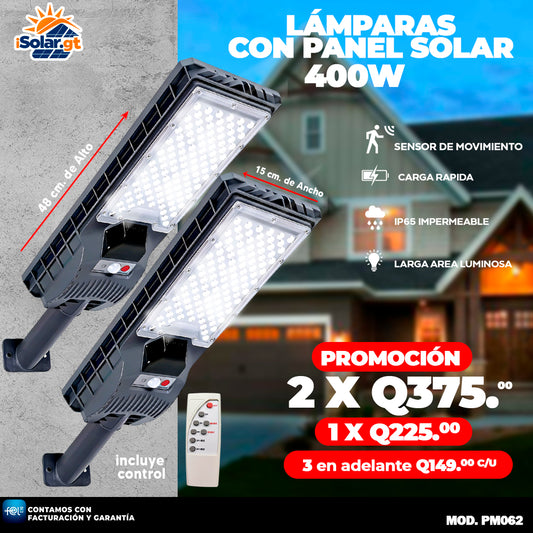 Lámparas Solar con Panel 400 Watts ☀️☀️