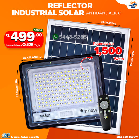 Reflector Industrial Solar Antibandálico de 1,500 Watts 🔆💪🌞🏡✨