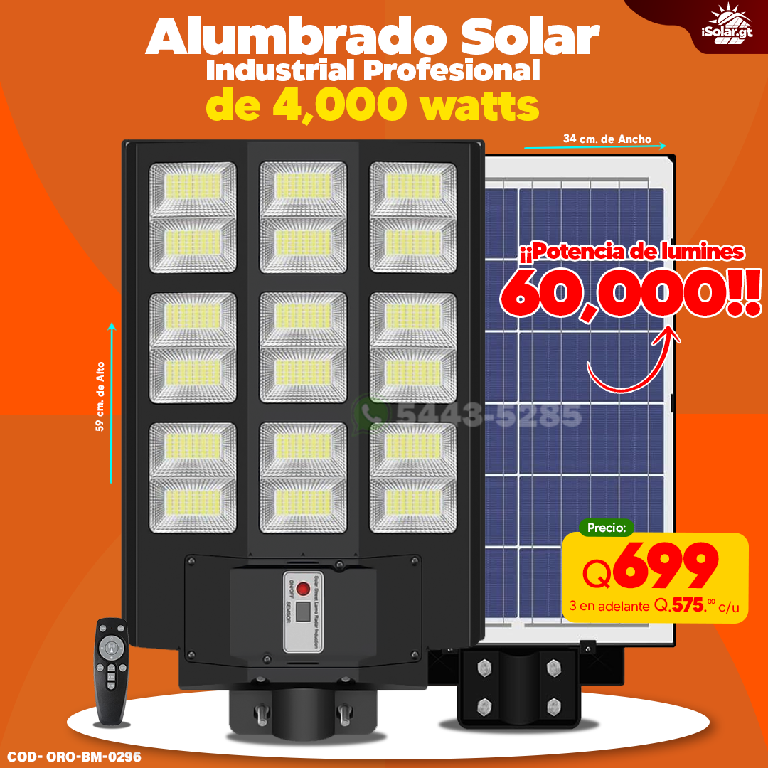 Alumbrado Solar Industrial de 4,000 watts