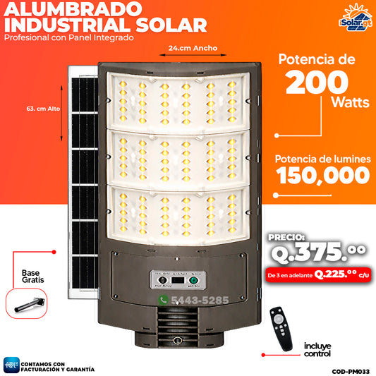 Alumbrado Solar Industrial de 200 Watts ☀️