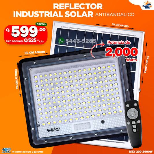 Reflector Industrial Solar Antibandálico de 2,000 Watts 🔆💪🌞🏡✨