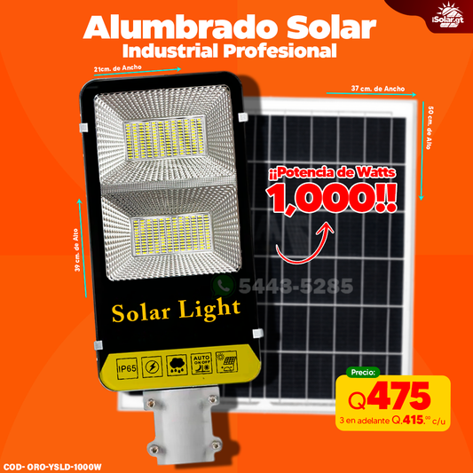 Alumbrado Solar Con Panel Independiente de 1,000 Watts