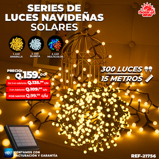 Luz Navideña color Amarillo de 300 Luces/ 15 Metros 🎇✨