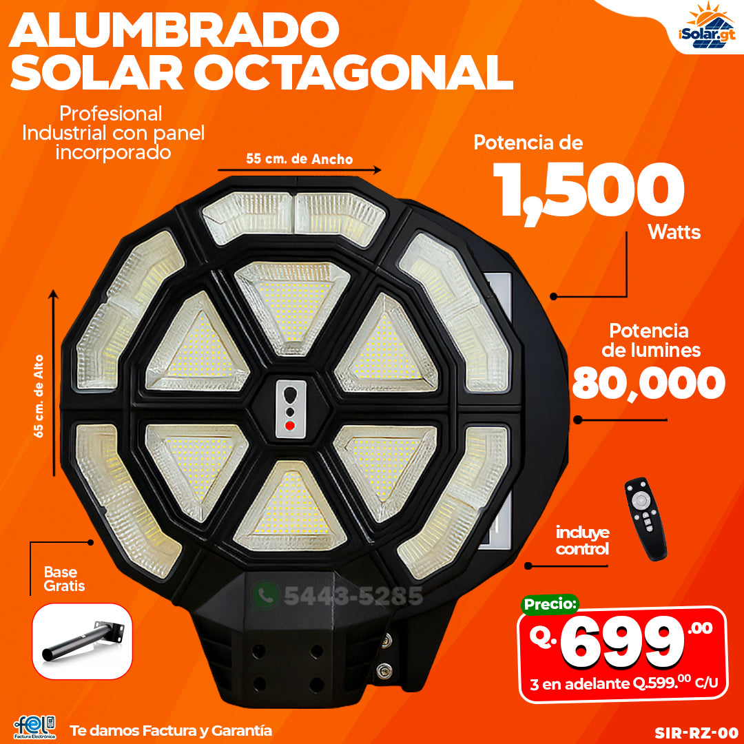 Octagonal Solar Rack Alumbrado Solar Octagonal de 1,500W – iSolar.gt