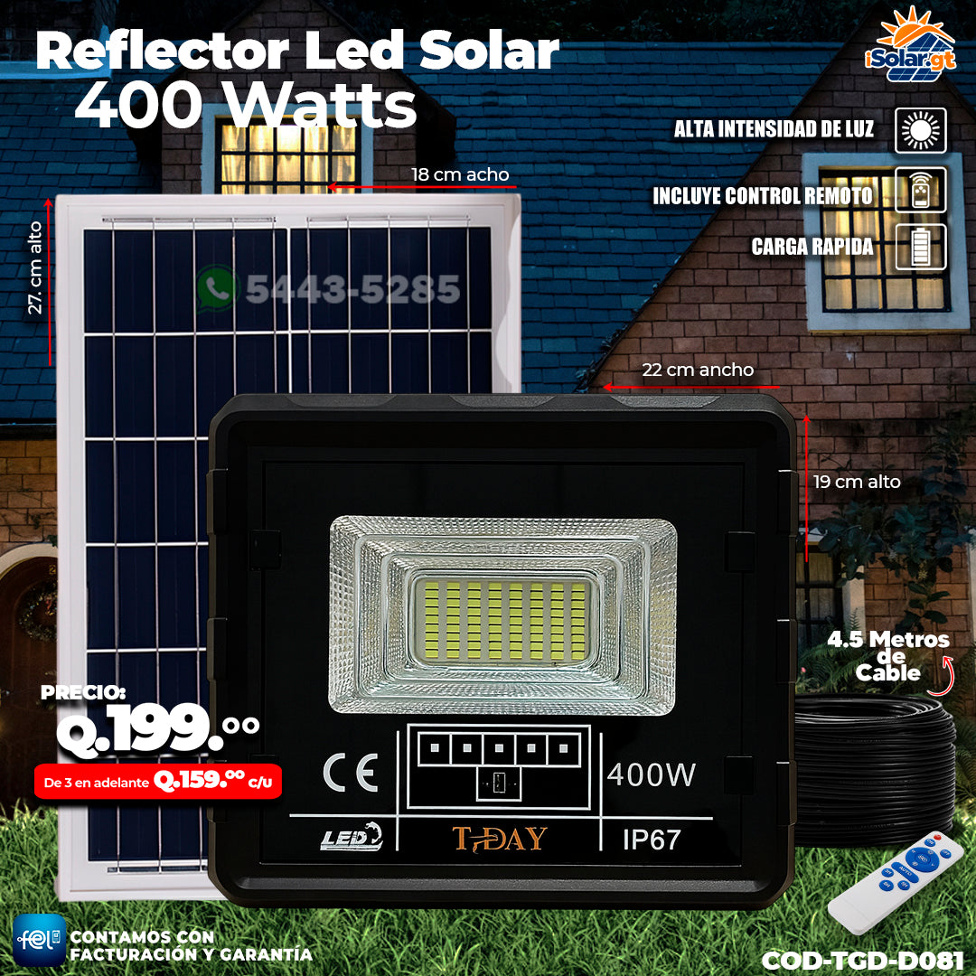 Reflector Profecional de Vidrio 400 watts 🌙