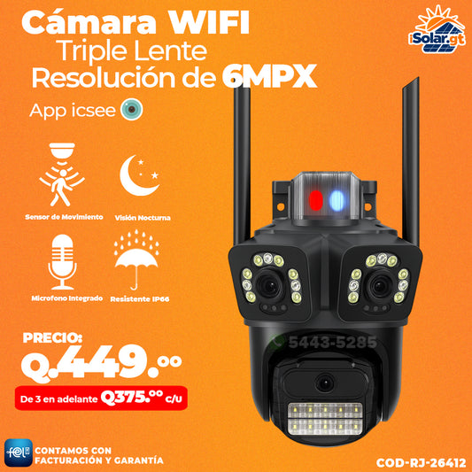 Cámara Wi-fi 3 lentes 6MPX