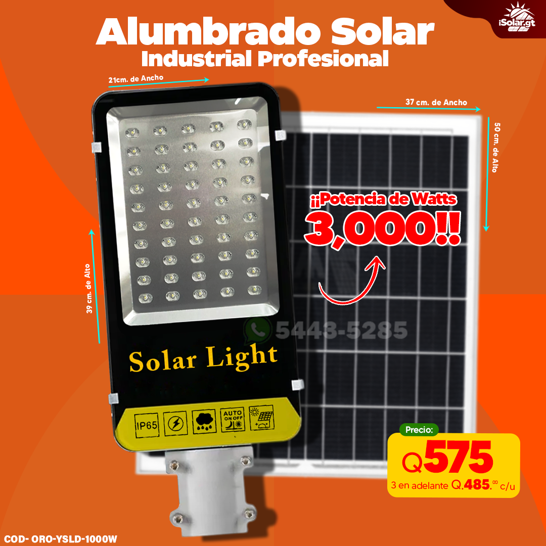 Alumbrado Solar Con Panel Independiente de 3,000 Watts