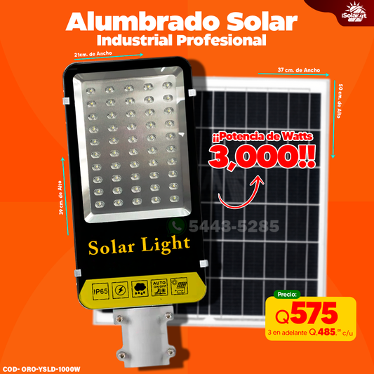Alumbrado Solar Con Panel Independiente de 3,000 Watts