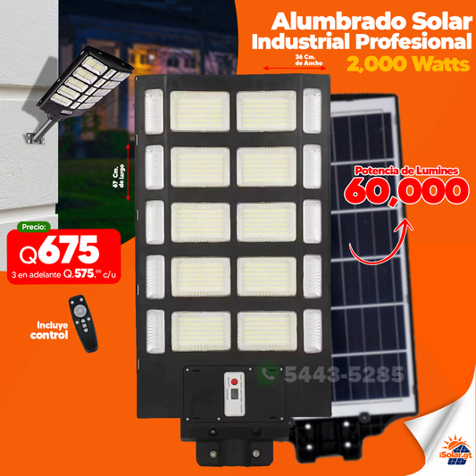 Alumbrado Solar Indrustrial de 2,000 watts