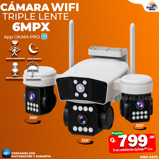 Cámara Wifi Triple Lente de 6MPX 🔥