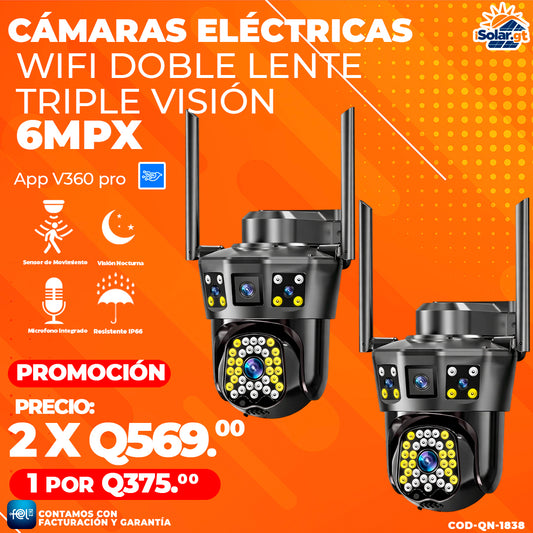 Cámaras Electricas Wifi Doble Lente Triple Visión 🎥