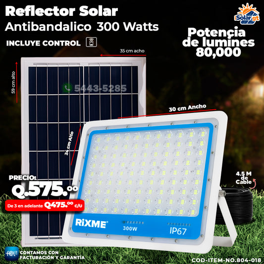 Reflector Industrial Solar Antibandálico de 300 Watts