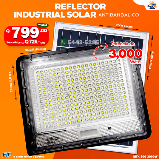 Reflector Industrial Solar Antibandálico de 3,000 Watts 🔆💪🌞🏡✨