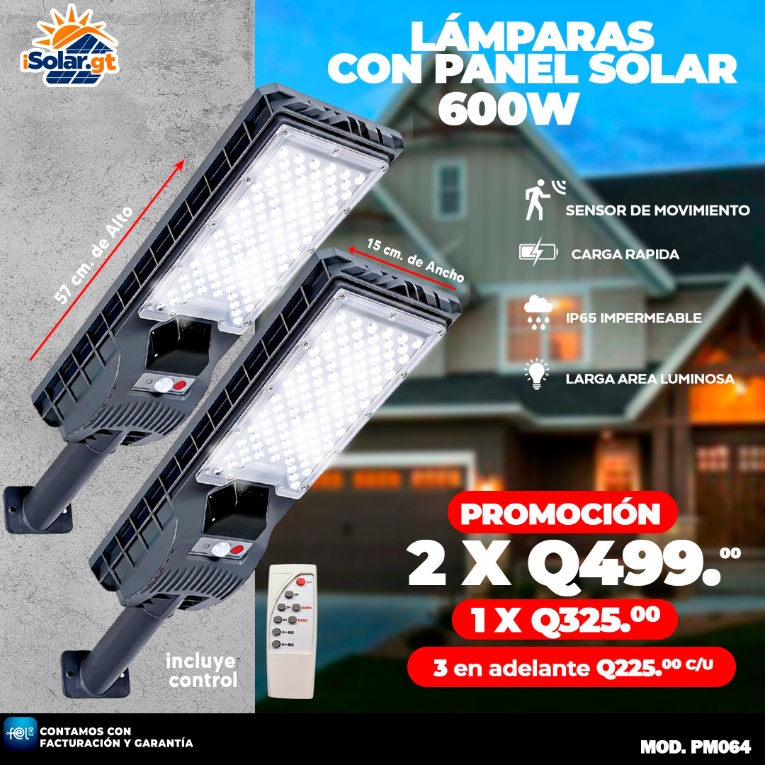 Lámparas Solar con Panel 600 Watts ☀️☀️