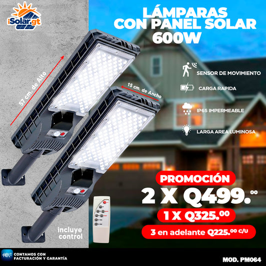 Lámparas Solar con Panel 600 Watts ☀️☀️