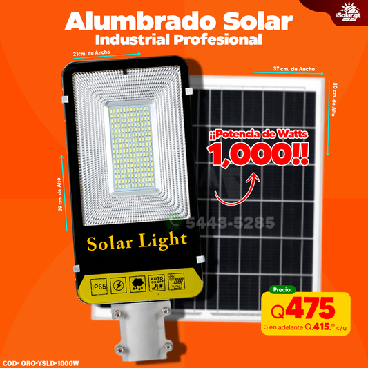 Alumbrado Solar Panel Independiente de 1,000 Watts